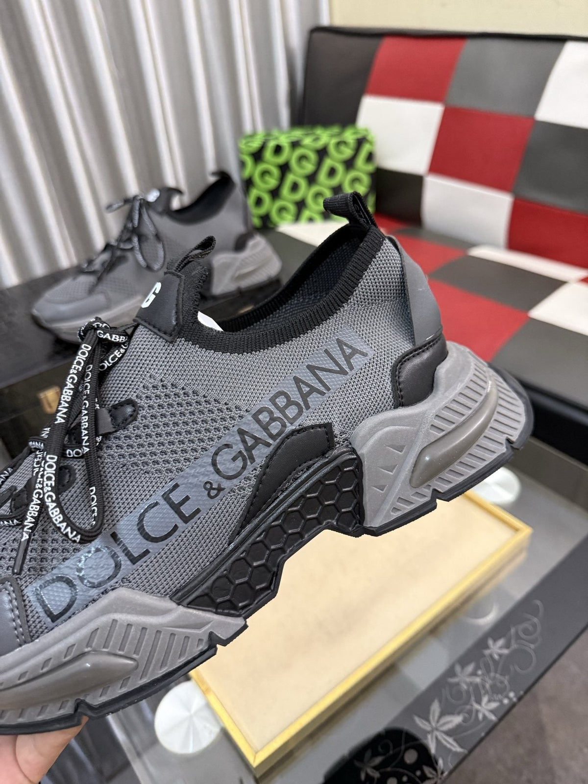 Dolce & Gabbana Gray and Black Chunky Sneakers — detail