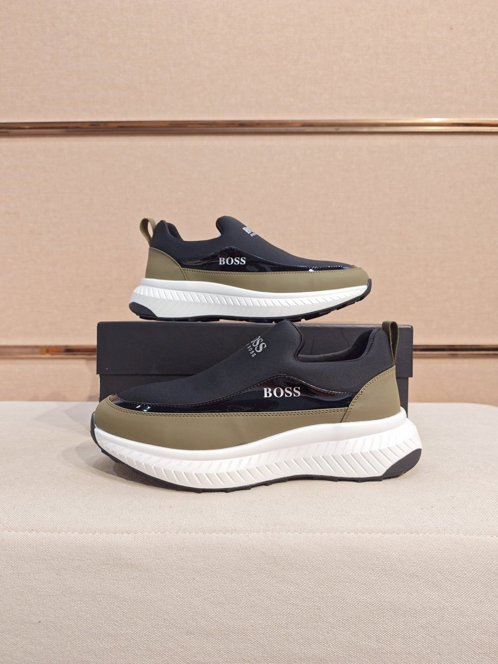 BOSS Contrast-Panel Slip-On Sneakers — side